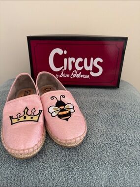 Circus by Sam Edelman Pink Slip-On Espadrilles with Bee & Crown Embroidery